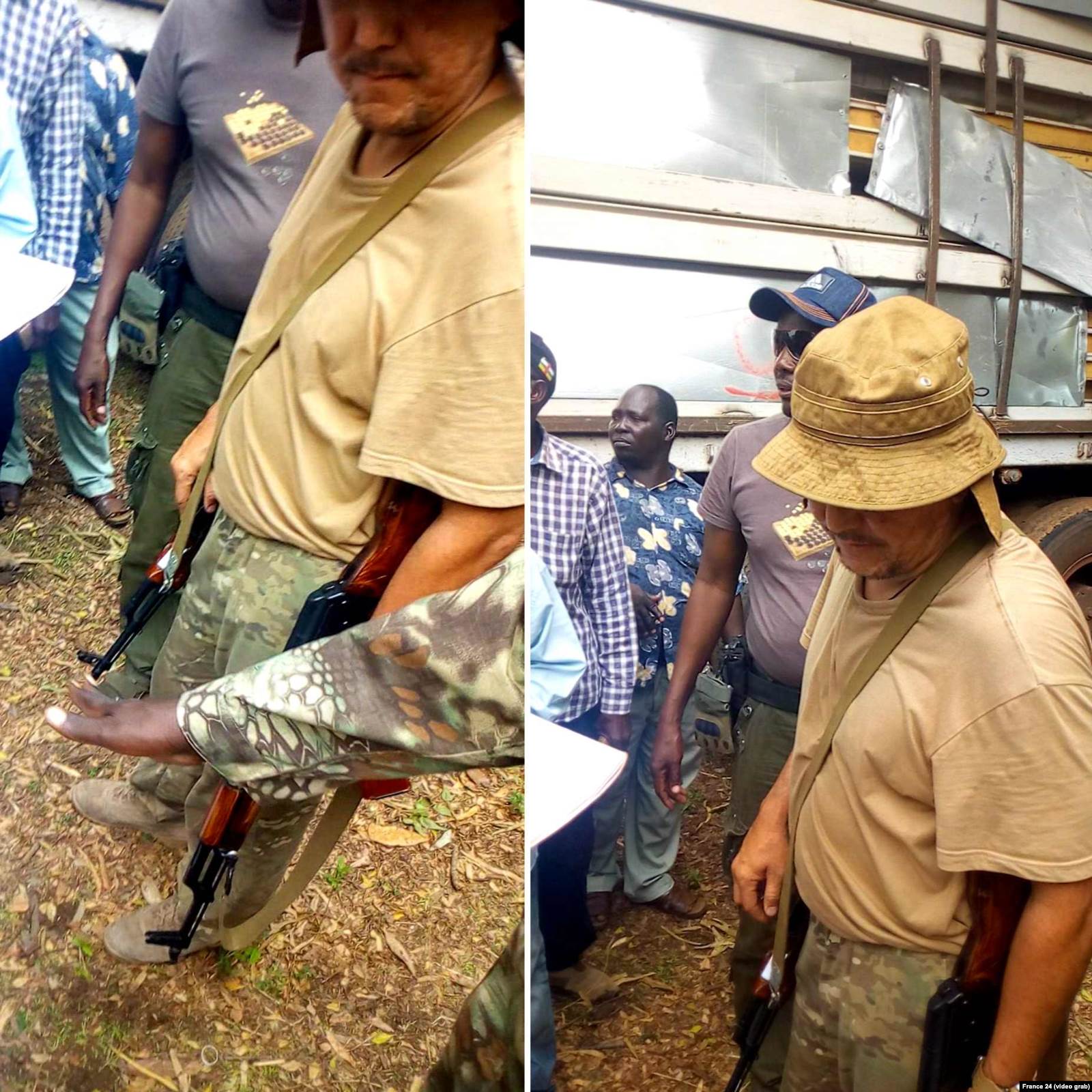 Жандатбек Тырготов с двумя автоматами